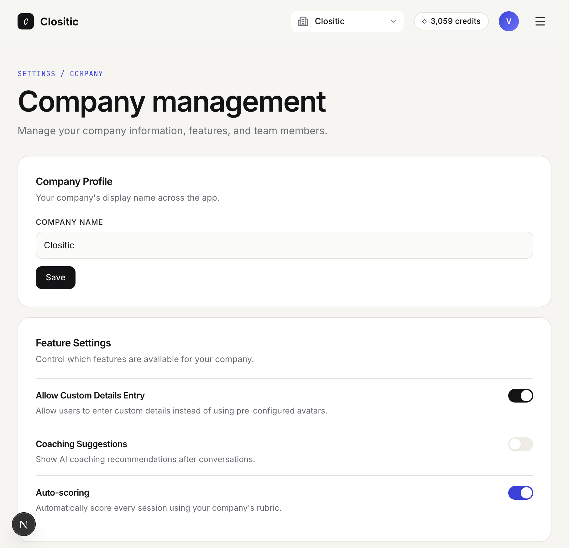 Company management — profile and features