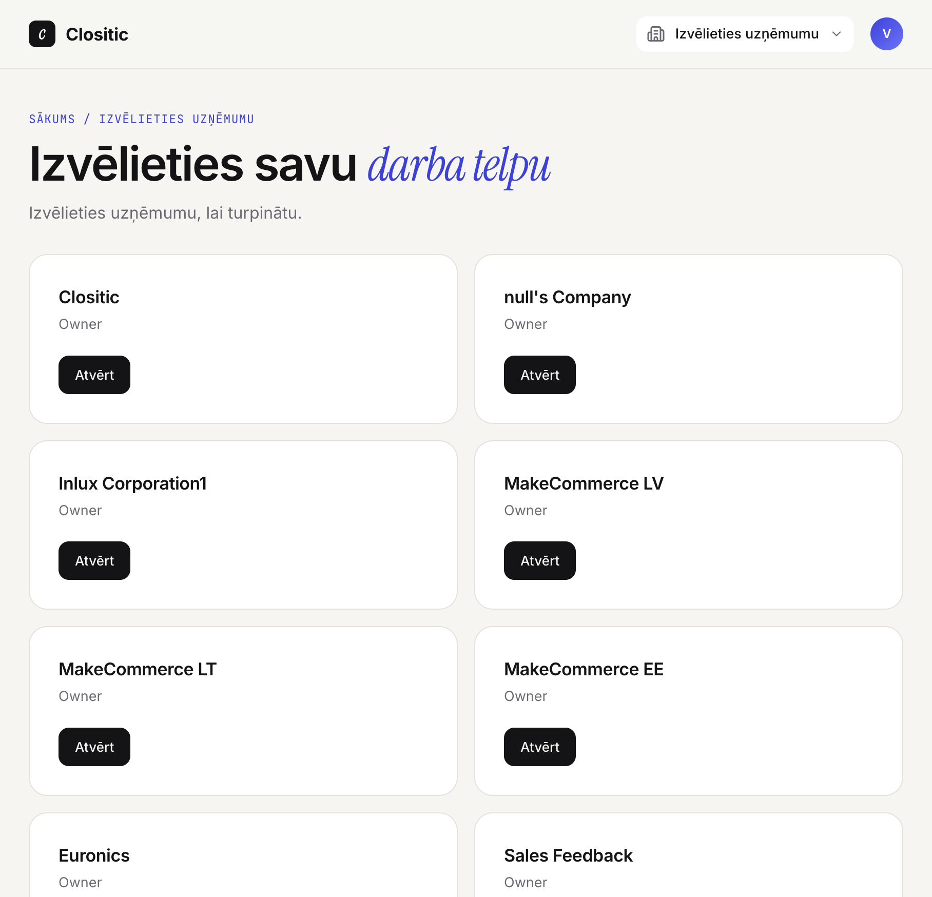 Darba telpas izvēle